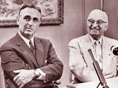 Abraham Ribicoff (L) and President Harry Truman